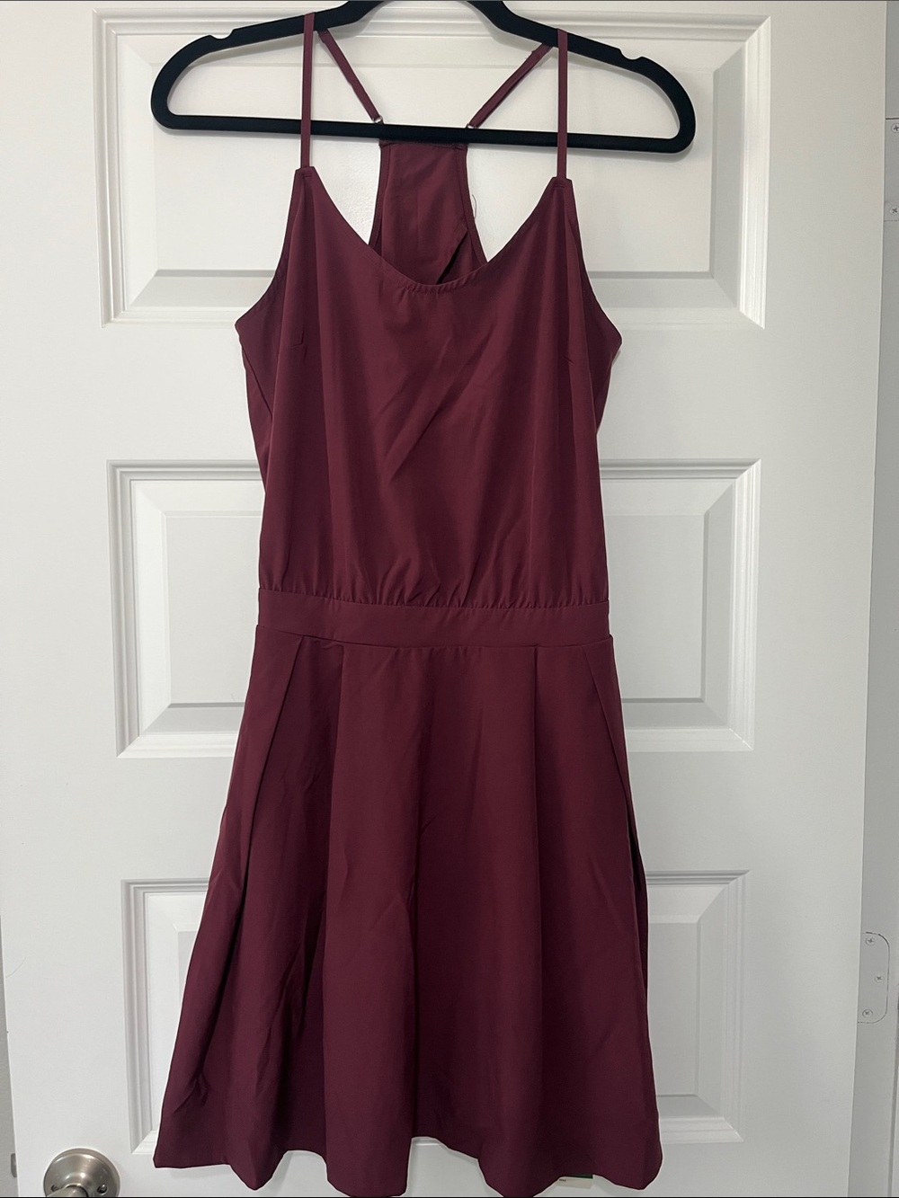 HALARA Burgundy Sleeveless A-Line Mini Dress